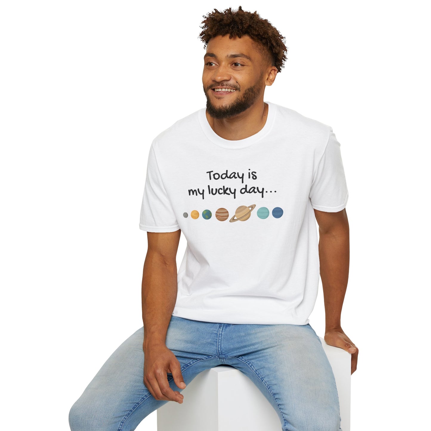 Lucky Day Unisex Softstyle T-Shirt - Fun Planet Graphic Tee
