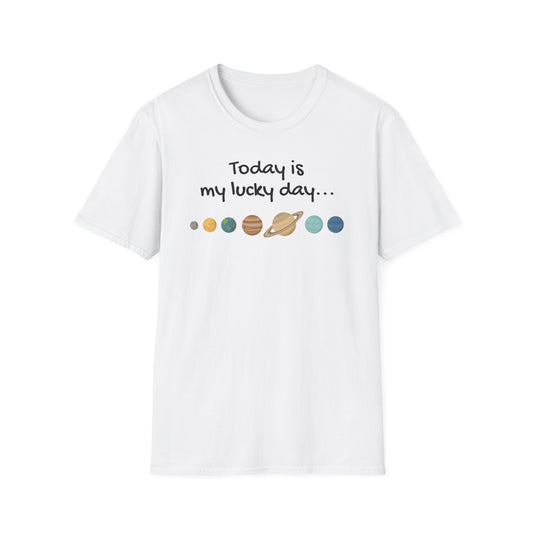 Lucky Day Unisex Softstyle T-Shirt - Fun Planet Graphic Tee