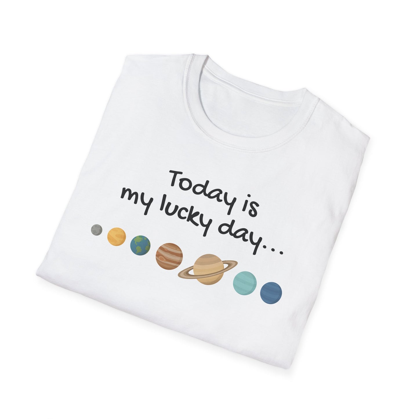 Lucky Day Unisex Softstyle T-Shirt - Fun Planet Graphic Tee