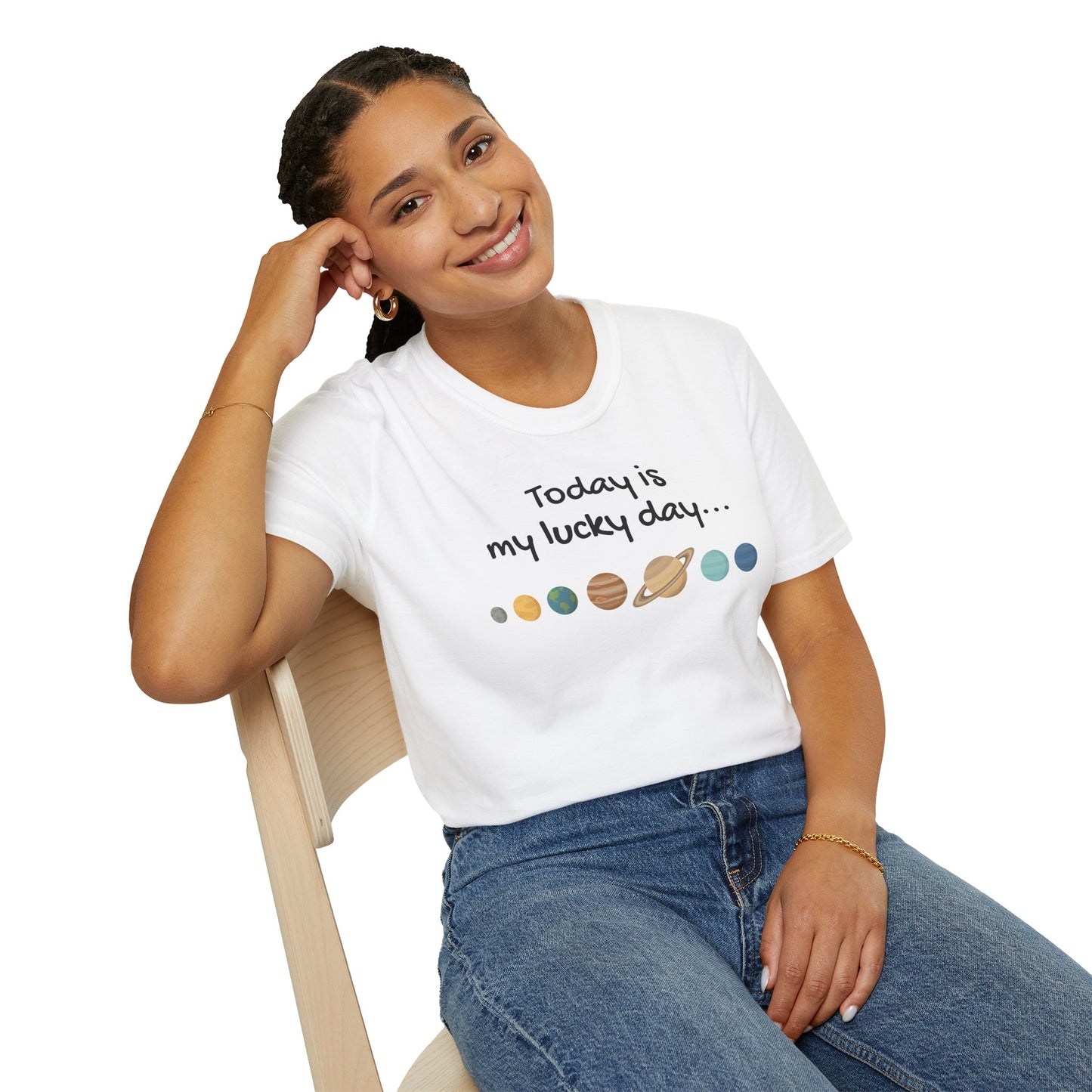 Lucky Day Unisex Softstyle T-Shirt - Fun Planet Graphic Tee